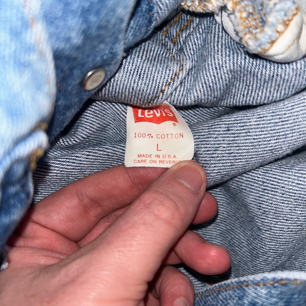 Vintage LEVIS Blue Denim Jean Jacket 57508-0214 MADE IN USA Red Tab Womens Large - Picture 10 of 15